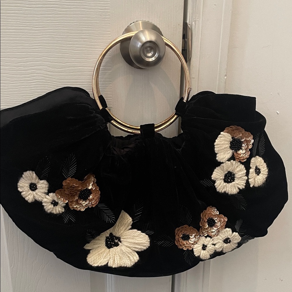 Anthropologie Black Handbag with Details